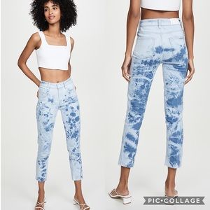 PAIGE Hoxton Slim Crop Tie-dye Raw Hem Jeans